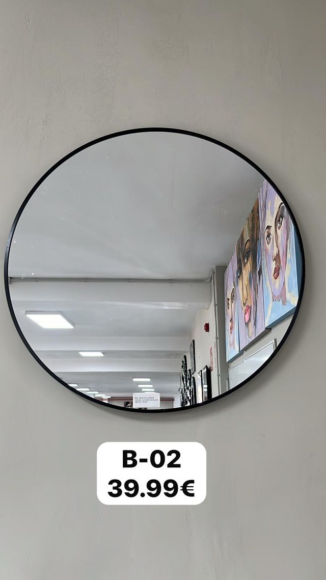 Specchio rotondo nero e multicolore