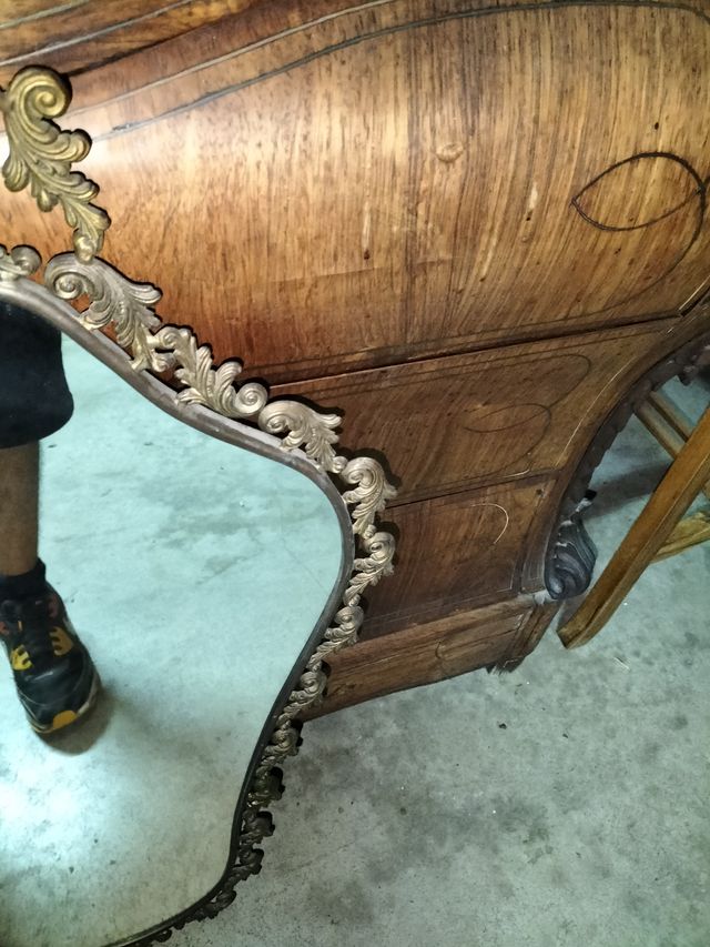 Antiguo Espejo Bronce Dorado