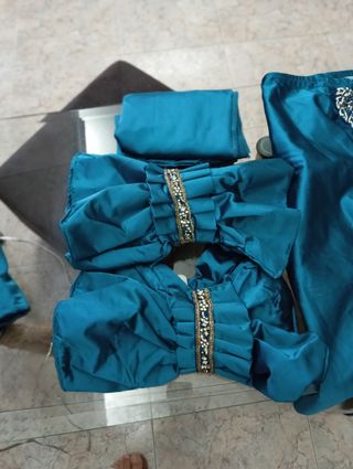 Conjunto boda pedrería azul y plata precioso 