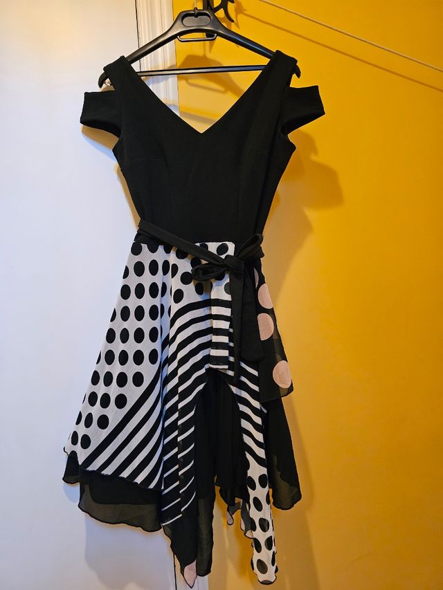 Vestido fiesta negro y blanco