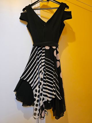 Vestido fiesta negro y blanco