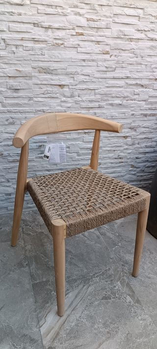 Silla Sklum Madera Teka y Yute