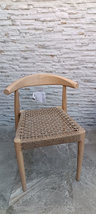 Silla Sklum Madera Teka y Yute