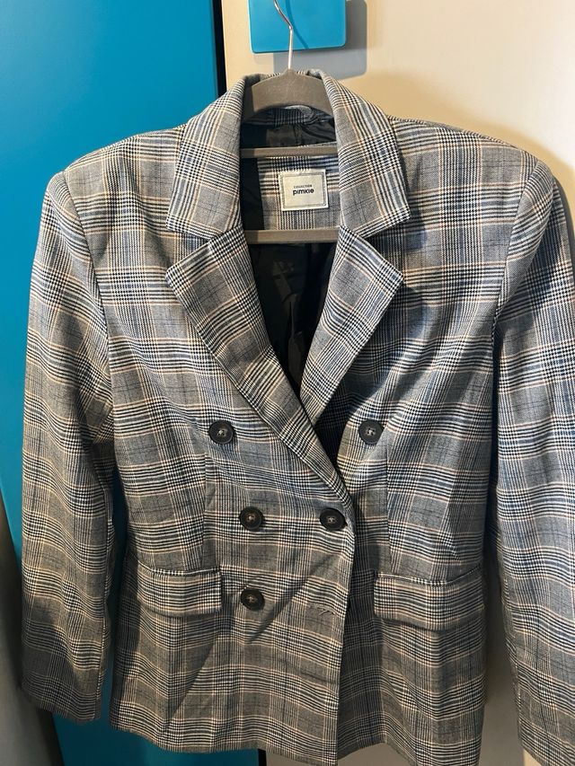 Blazer cuadros Pimkie gris multicolor