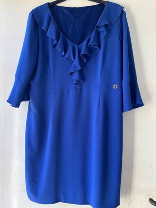 Vestido azul Marian Confecciones con volantes