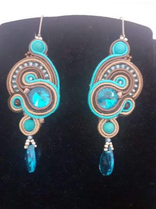 Orecchini soutache blu e marroni