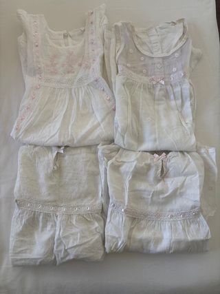 Lote 4 pijamas niña verano blanco y rosa