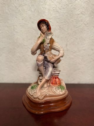 Figura cerámica campesino con cordero