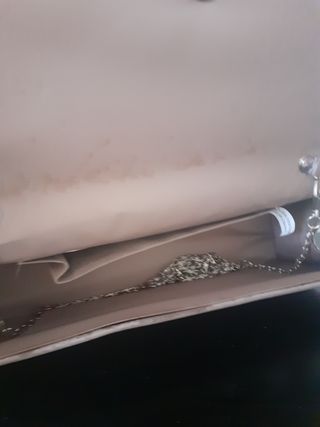 Pochette beige e argento con decorazioni