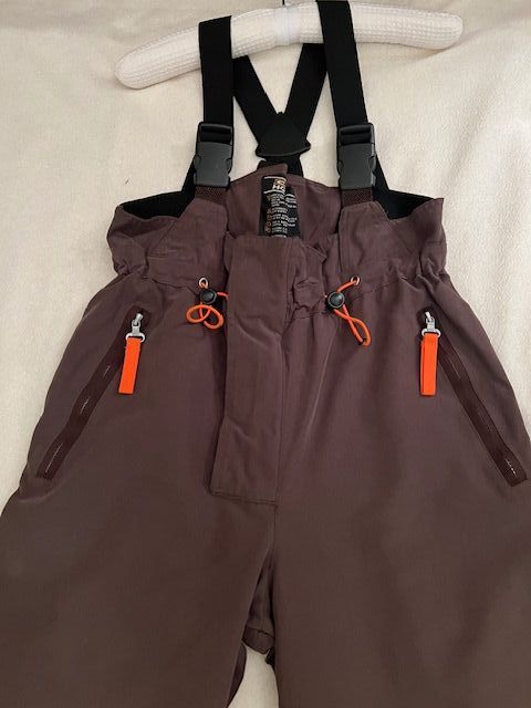 Pantalone salopette da sci marrone donna