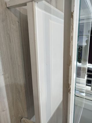 Mesa de centro cristal y madera blanca