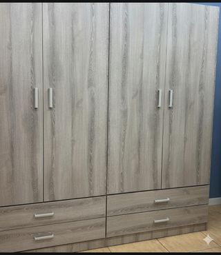 Armario 4 puertas madera beige/gris