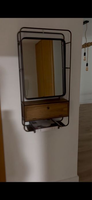 Mueble de entrada industrial metal y madera