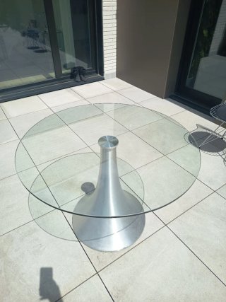 Mesa redonda 100 cm cristal y metal