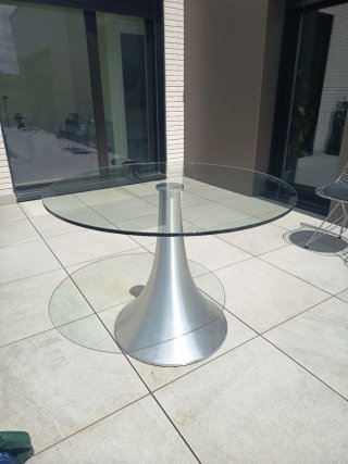 Mesa redonda 100 cm cristal y metal