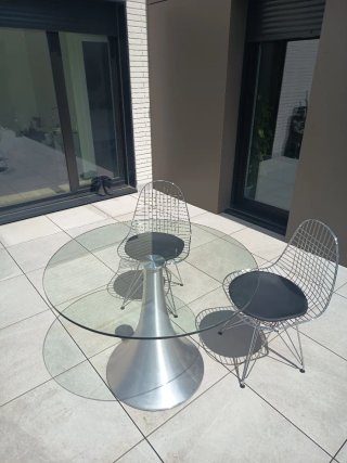 Mesa redonda 100 cm cristal y metal