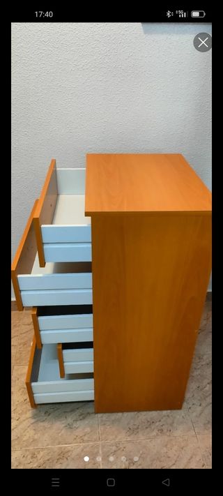 Cómoda 5 cajones color cerezo