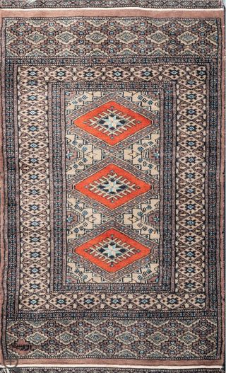 Alfombra Cachemira Lana Beige Naranja