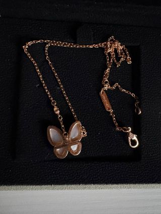 Collana farfalla madreperla dorata in acciaio