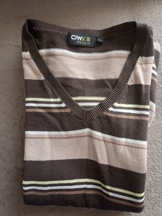 Jersey OWK Talla 5XXL Rayas Marrón Beige