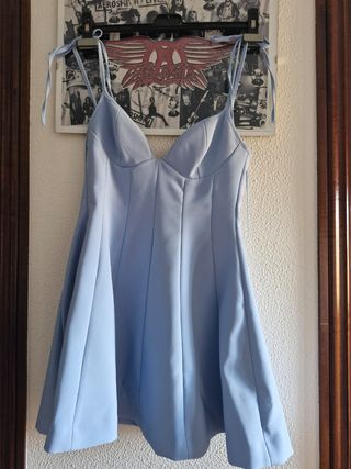 Vestido Zara Celeste Corto