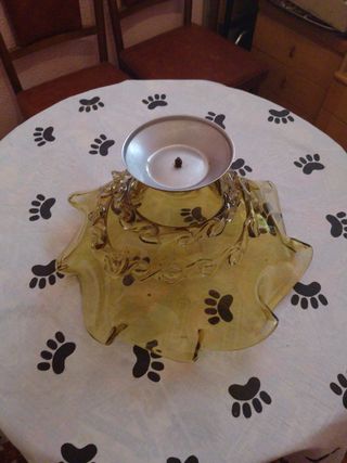 Frutero antiguo de cristal ahumado