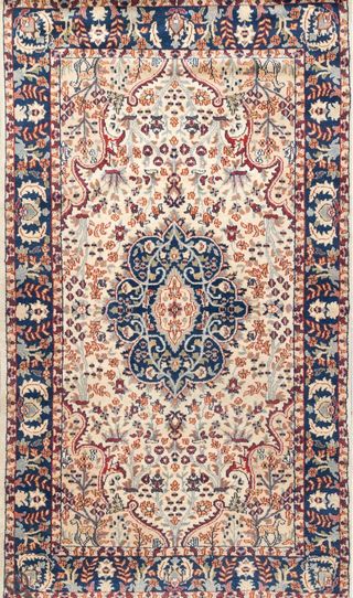 Tappeto Indiano Lana Beige Blu