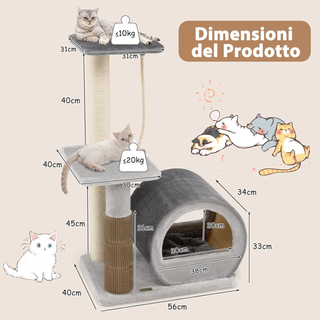 Albero per Gatti a 3 Livelli, Albero Tiragraffi pe