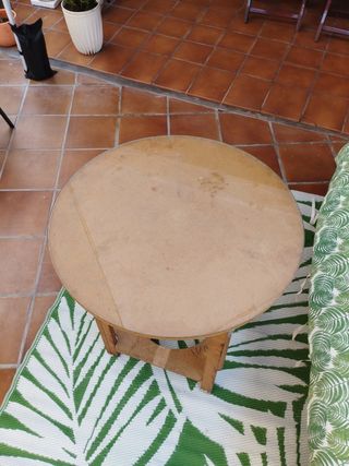 Mesa camilla redonda 70cm tapa cristal