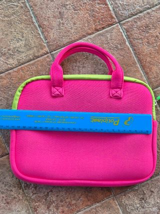 Borsa porta tablet fucsia e lime