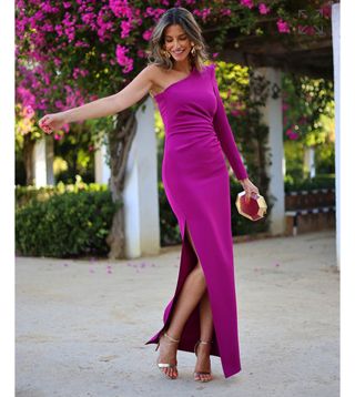 Vestido largo color buganvilla