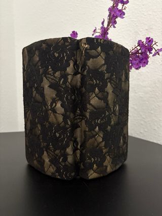 Bolso negro encaje beige