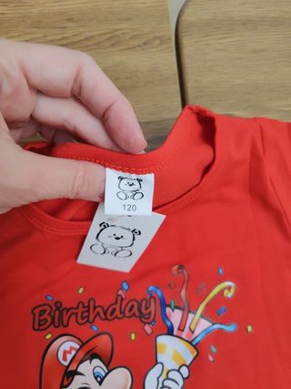 Camiseta Cumpleaños Mario Bros 4 Años Talla 120
