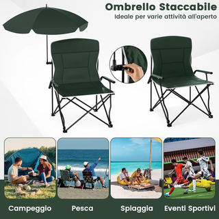 Sedia da Campeggio con Ombrello Regolabile, Sedia