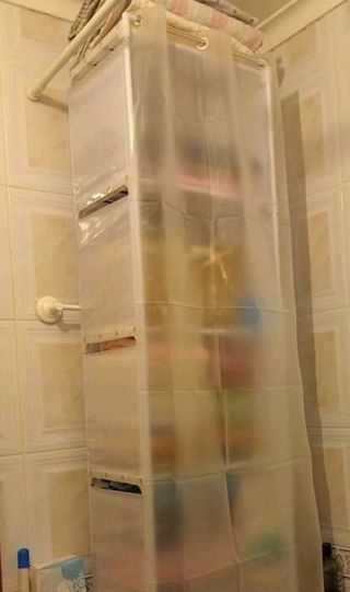 Armario estantes baño toallas auxiliar tela