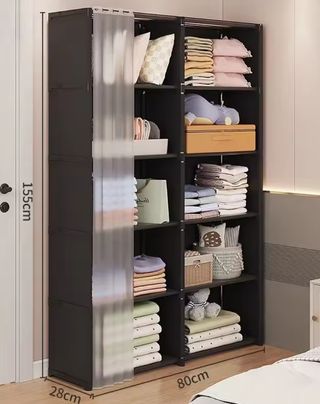 Armario estantes baño toallas auxiliar tela