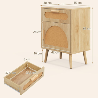 Comodino 45 x 30 x 61 cm, Tavolino Moderno con Cas