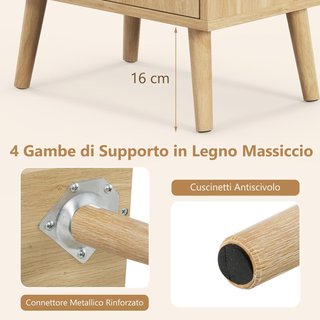 Comodino 45 x 30 x 61 cm, Tavolino Moderno con Cas