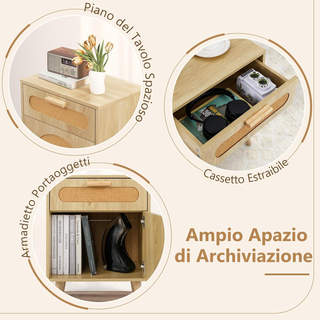 Comodino 45 x 30 x 61 cm, Tavolino Moderno con Cas