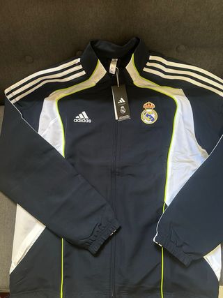 Chaqueta Real Madrid Adidas Negra y Blanca