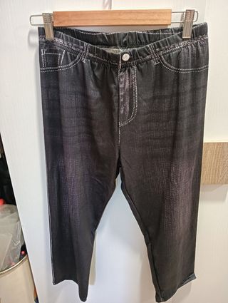 Mallas Capri Tipo Vaquero Negro Talla L