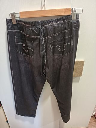 Mallas Capri Tipo Vaquero Negro Talla L