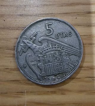 Moneda 5 Pesetas 1957 Franco Caudillo estrella 57