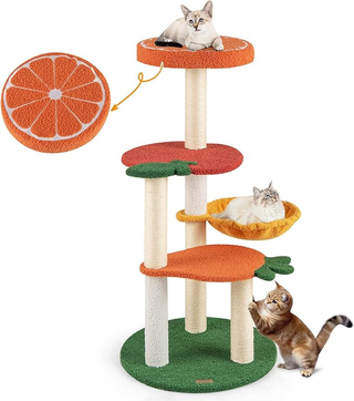 Tiragraffi per Gatto Alto 100 cm Stile Frutta, Alb