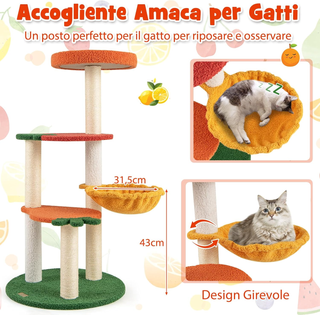 Tiragraffi per Gatto Alto 100 cm Stile Frutta, Alb