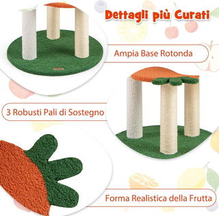 Tiragraffi per Gatto Alto 100 cm Stile Frutta, Alb