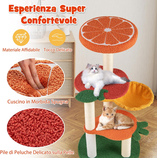 Tiragraffi per Gatto Alto 100 cm Stile Frutta, Alb
