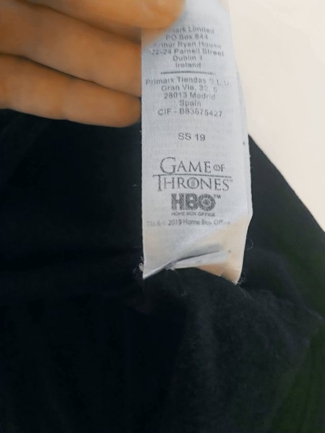 T-Shirt Game of Thrones Nera Taglia S