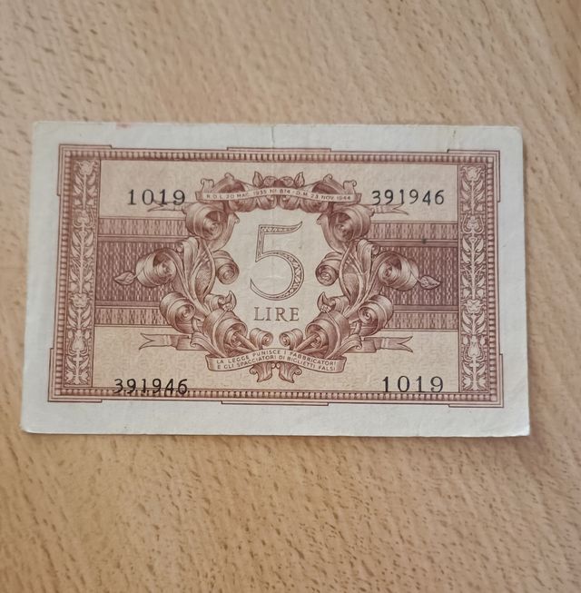Biglietto da 5 Lire Atena 1935-1944