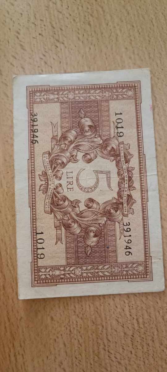 Biglietto da 5 Lire Atena 1935-1944